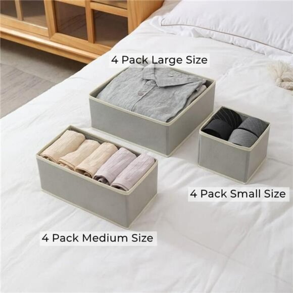 Foldable Drawer Organizer Bins for Clothes Underwear Baby Socks Bras Towels - Picture 4 of 7
